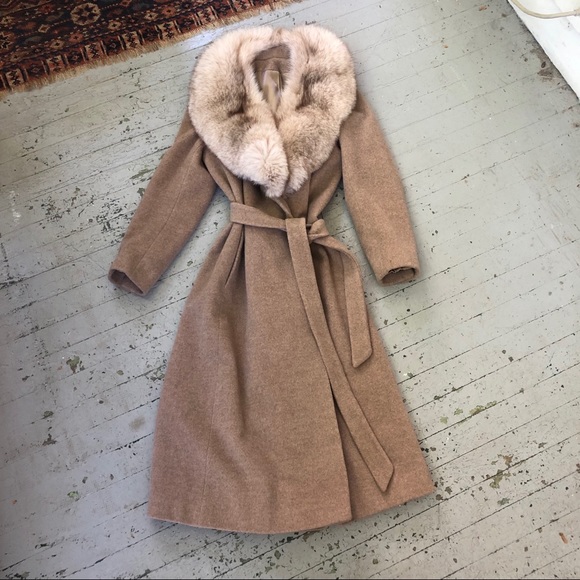 1950’s Cashmere Wrap Coat with Fox Fur Collar
